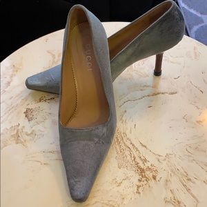 Authentic Gucci Gray Velvet heels